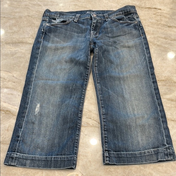 7 For All Mankind Denim - 7 For All Mankind “Dojo” Wide Leg Cropped Jeans Medium Wash Size 30
